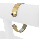 14k Yellow and White Gold Diamond 36g Solid Flexible Cuff Bracelet Italy 6.75"
