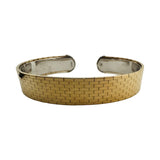 14k Yellow and White Gold Diamond 36g Solid Flexible Cuff Bracelet Italy 6.75"