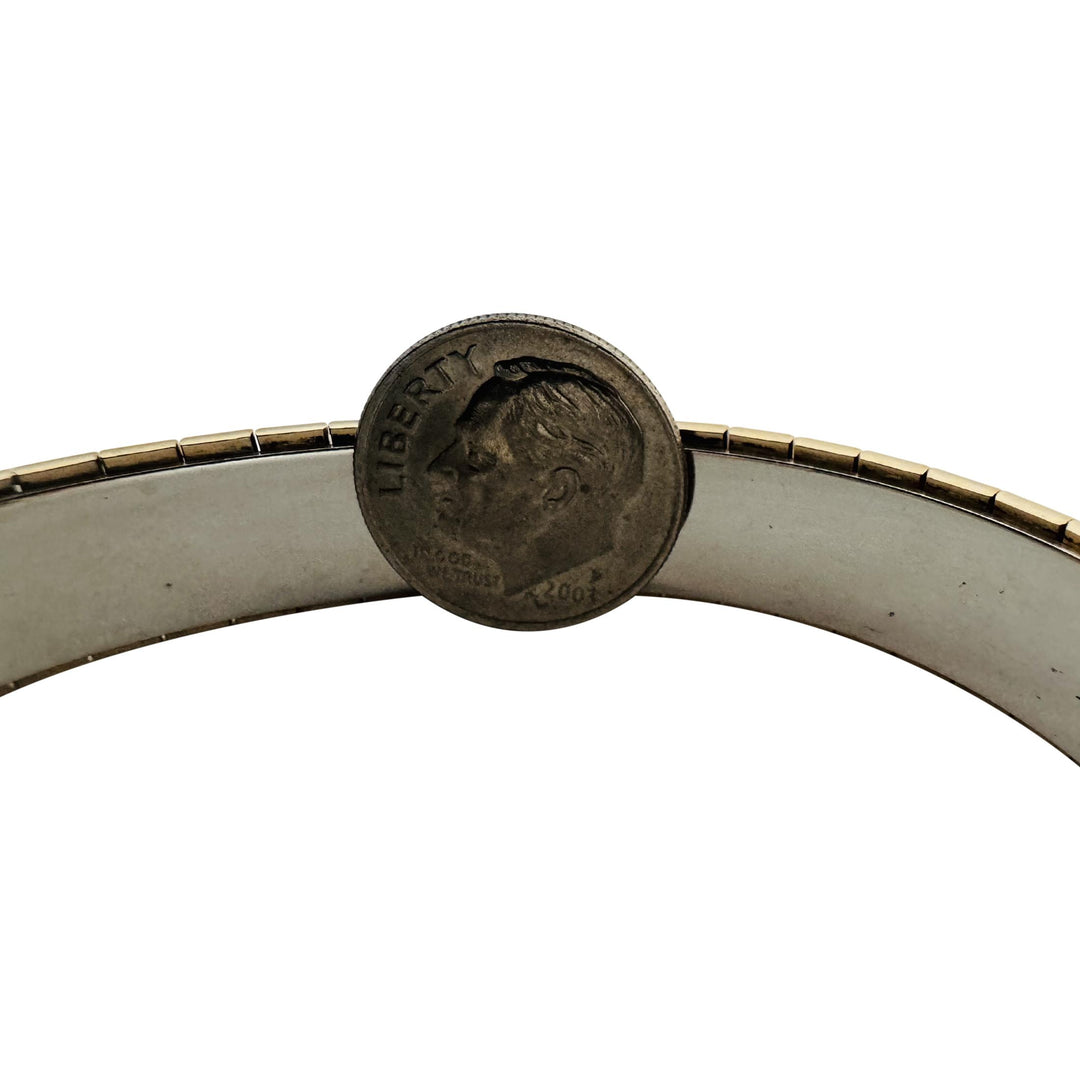 14k Yellow and White Gold Diamond 36g Solid Flexible Cuff Bracelet Italy 6.75"