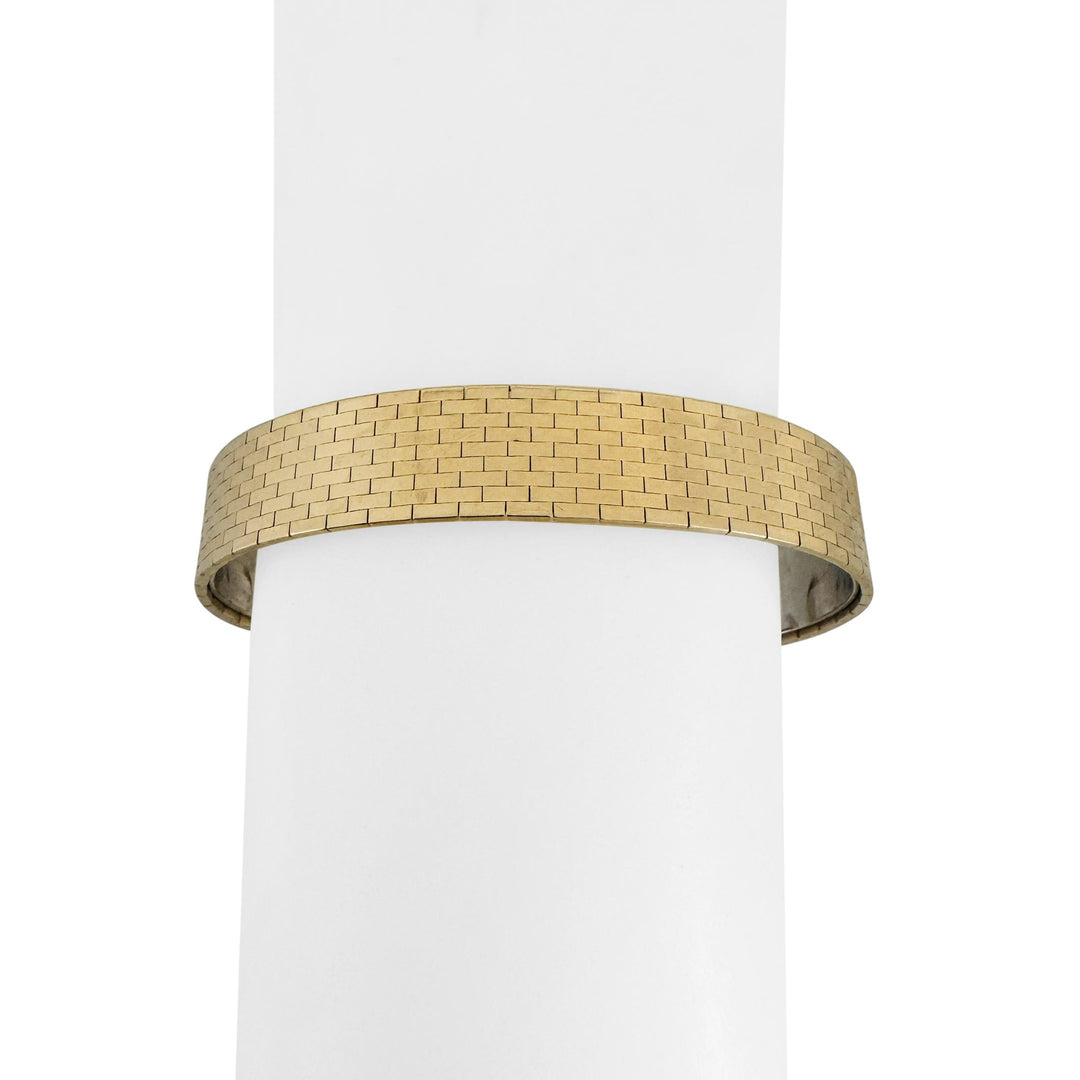 14k Yellow and White Gold Diamond 36g Solid Flexible Cuff Bracelet Italy 6.75"