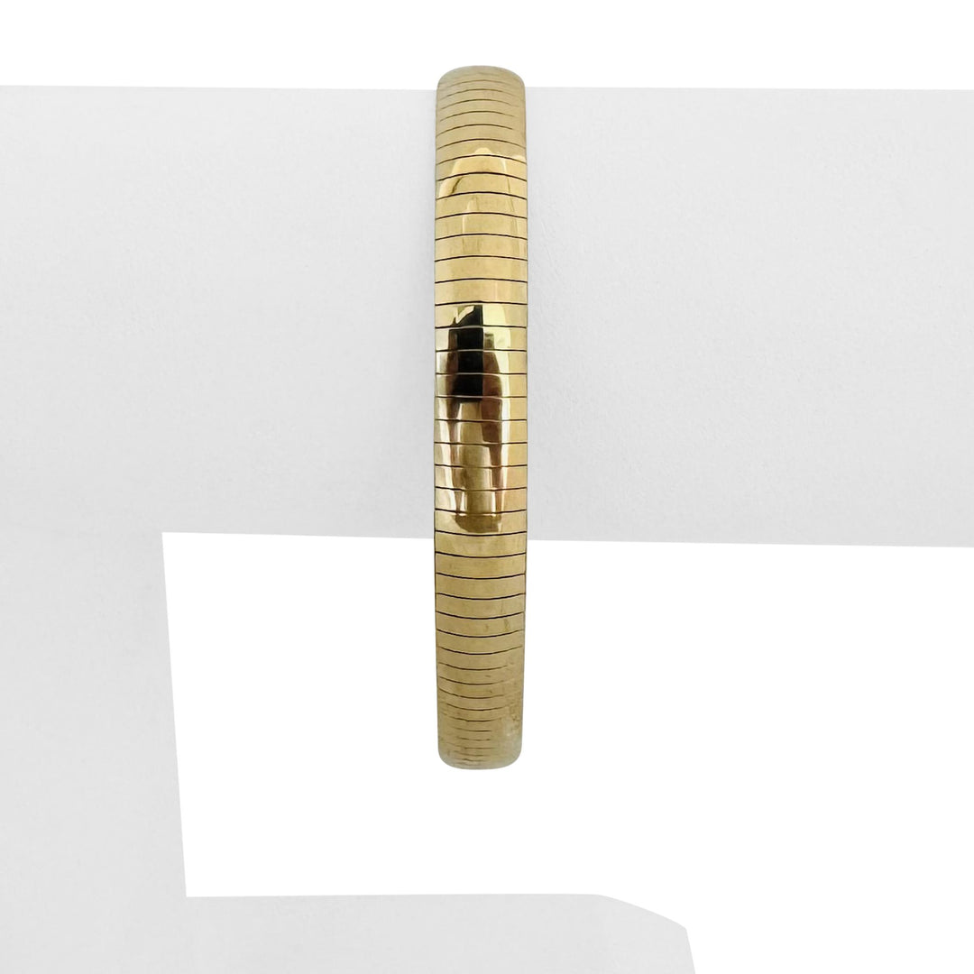 14k Yellow Gold 15.2g Solid Polished 7.5mm Omega Link Bracelet Italy 7.25"