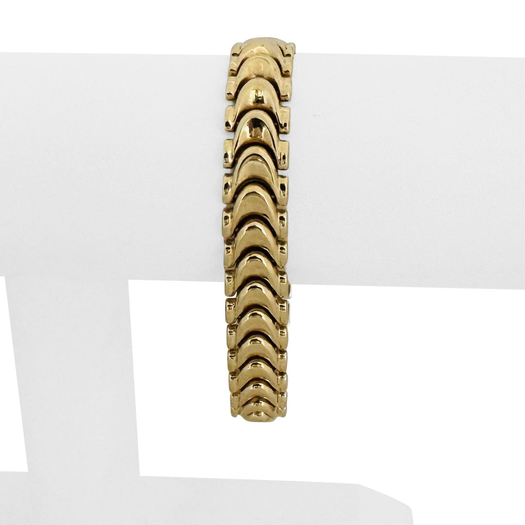14k Yellow Gold 18.3g Vintage Polished 11mm Fancy Link Bracelet Italy 7"