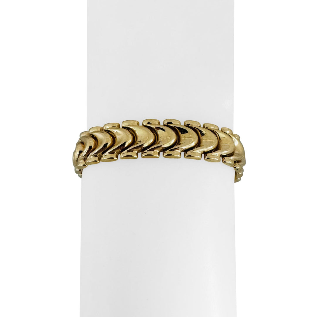 14k Yellow Gold 18.3g Vintage Polished 11mm Fancy Link Bracelet Italy 7"