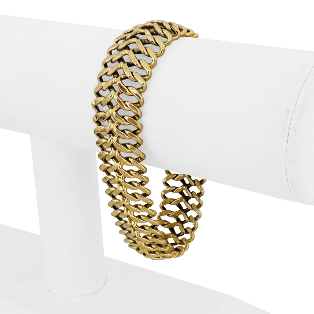 14k Yellow Gold 18g Vintage Ladies 17mm Fancy Link Bracelet Italy 7.5"