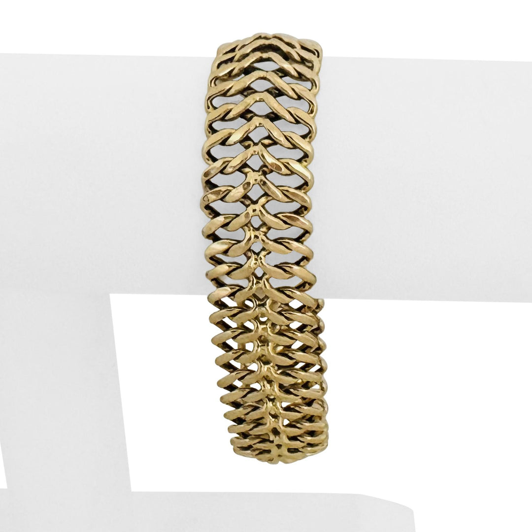 14k Yellow Gold 18g Vintage Ladies 17mm Fancy Link Bracelet Italy 7.5"