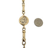 14k Yellow and White Gold 27g Solid Coin Medallion Station Bar Link Bracelet 8"