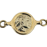 14k Yellow and White Gold 27g Solid Coin Medallion Station Bar Link Bracelet 8"