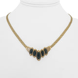14k Yellow Gold and Marquise Cut Onyx Centerpiece Bismark Link Necklace 16.5"