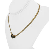 14k Yellow Gold and Marquise Cut Onyx Centerpiece Bismark Link Necklace 16.5"