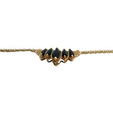 14k Yellow Gold and Marquise Cut Onyx Centerpiece Bismark Link Necklace 16.5"