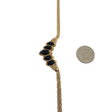 14k Yellow Gold and Marquise Cut Onyx Centerpiece Bismark Link Necklace 16.5"