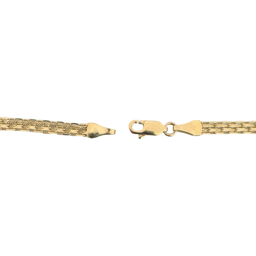 14k Yellow Gold and Marquise Cut Onyx Centerpiece Bismark Link Necklace 16.5"