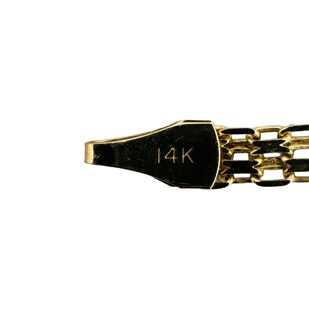 14k Yellow Gold and Marquise Cut Onyx Centerpiece Bismark Link Necklace 16.5"