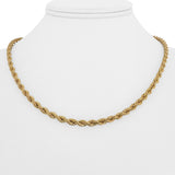 14k Yellow Gold 6.7g Hollow Light 4mm Rope Chain Necklace Italy 18"