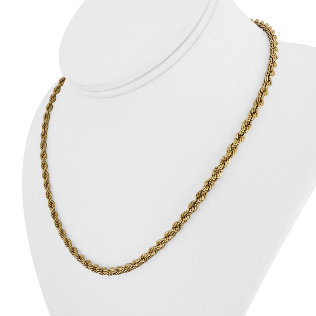14k Yellow Gold 6.7g Hollow Light 4mm Rope Chain Necklace Italy 18"
