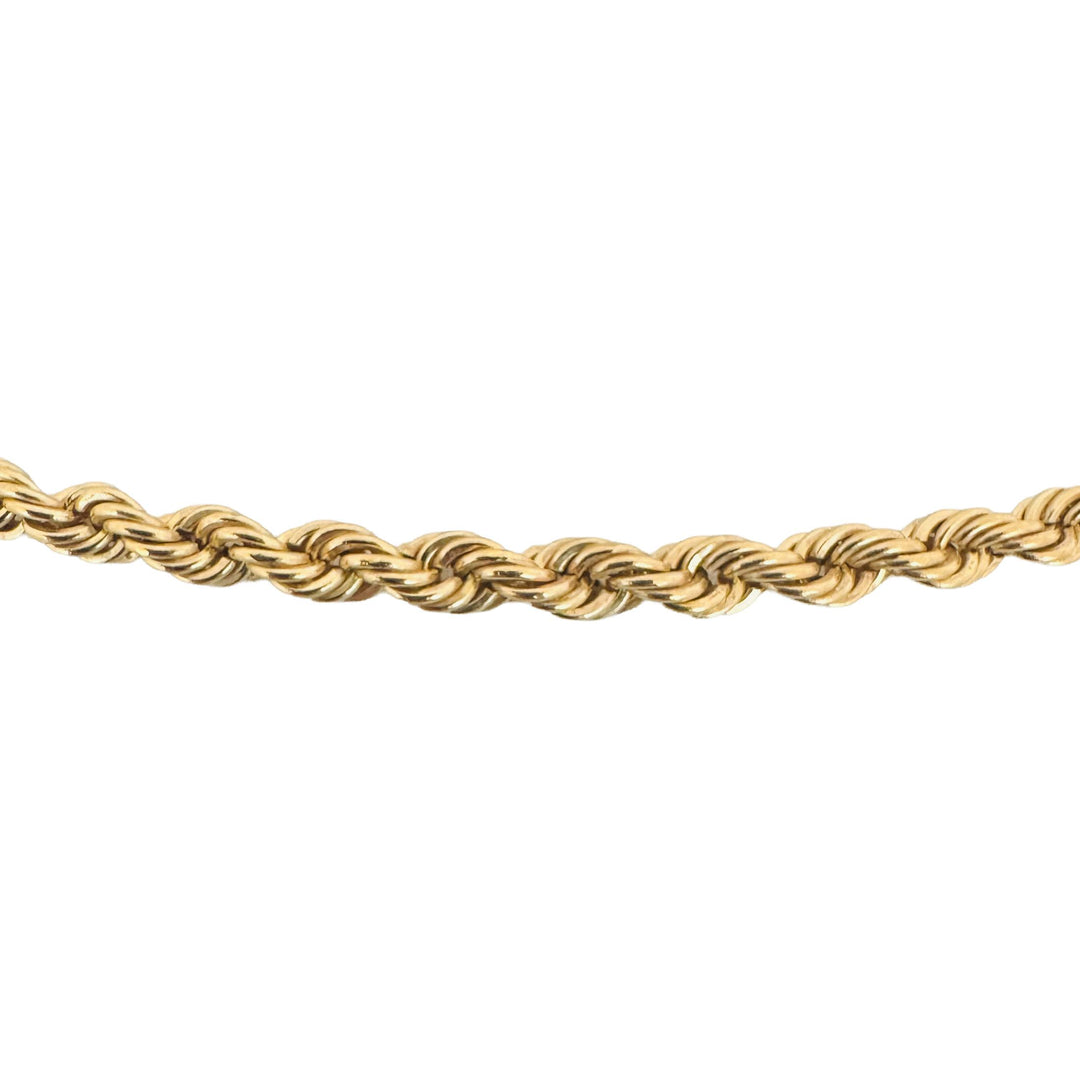 14k Yellow Gold 6.7g Hollow Light 4mm Rope Chain Necklace Italy 18"