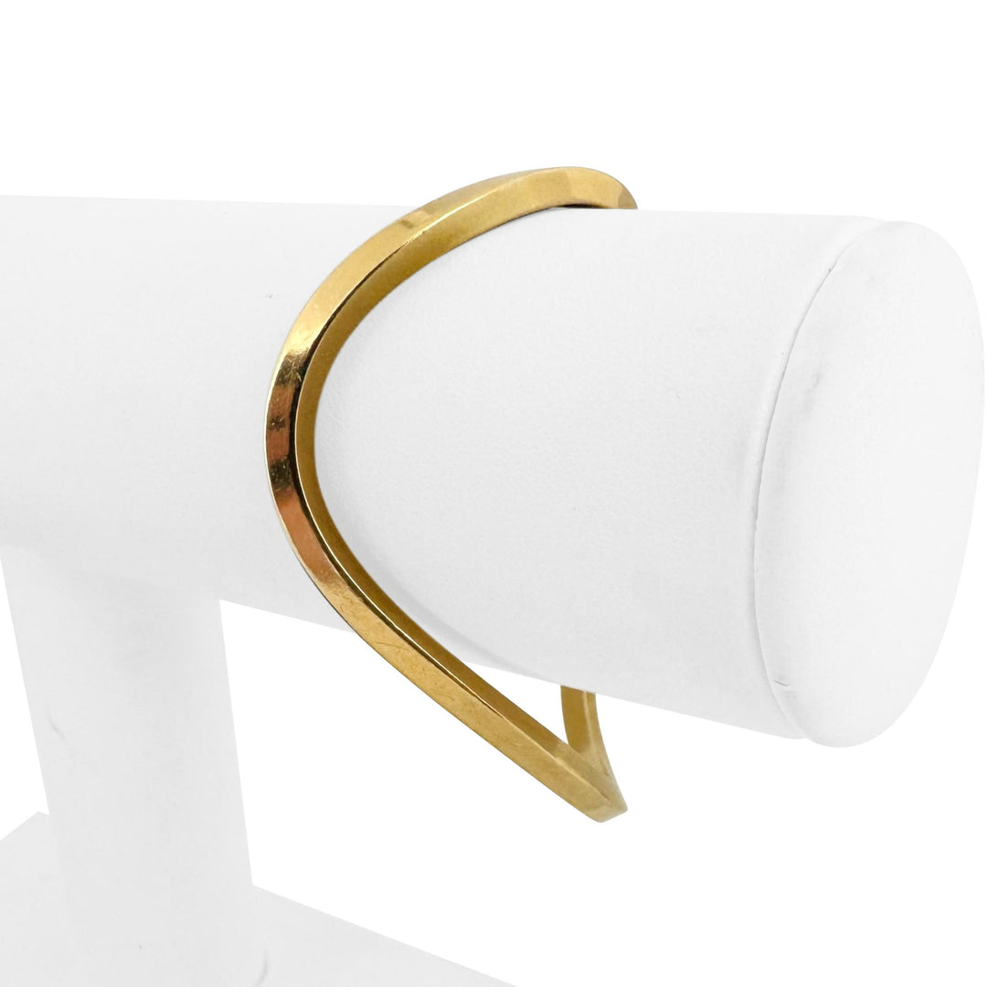 14k Yellow Gold 18.6g Solid Heavy Curved Geometric Cuff Bangle 6.25"