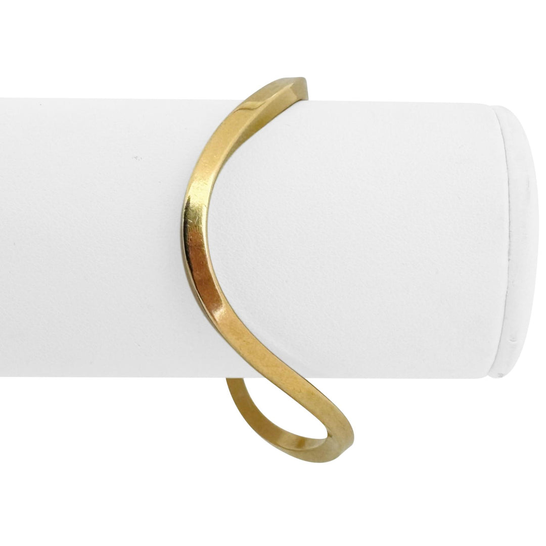 14k Yellow Gold 18.6g Solid Heavy Curved Geometric Cuff Bangle 6.25"