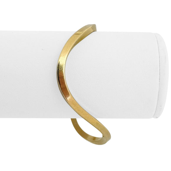 14k Yellow Gold 18.6g Solid Heavy Curved Geometric Cuff Bangle 6.25