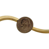 14k Yellow Gold 18.6g Solid Heavy Curved Geometric Cuff Bangle 6.25"