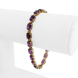 14k Yellow Gold and Oval Cut Amethyst 8.6g Ladies Bracelet 7"