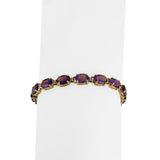 14k Yellow Gold and Oval Cut Amethyst 8.6g Ladies Bracelet 7"