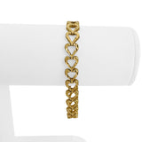 14k Yellow Gold 11g Solid Diamond Cut 8.5mm Heart Link Bracelet 7"