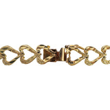14k Yellow Gold 11g Solid Diamond Cut 8.5mm Heart Link Bracelet 7"