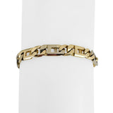 14k Two Tone Gold 19.4g Solid Men's Fancy Figarucci Link Bracelet Italy 8.25"