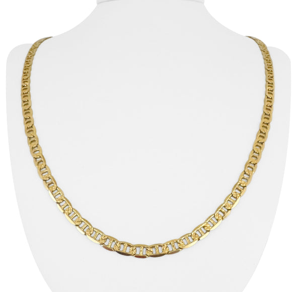 14k Yellow Gold 22.5g Solid Diamond Cut Mariner Link Chain Necklace Italy 24