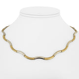 14k Yellow and White Gold 18.6g Two Tone Fancy Wave Link Necklace 17"