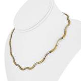 14k Yellow and White Gold 18.6g Two Tone Fancy Wave Link Necklace 17"