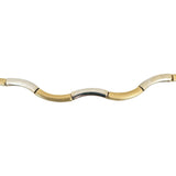 14k Yellow and White Gold 18.6g Two Tone Fancy Wave Link Necklace 17"