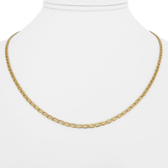 14k Yellow Gold 5.6g Light Thin 2.2mm Mariner Link Chain Necklace Italy 17.5