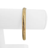 14k Yellow Gold 6g Hollow Light 6mm Textured Bangle Bracelet 7"