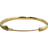 14k Yellow Gold 6g Hollow Light 6mm Textured Bangle Bracelet 7"