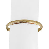 14k Yellow Gold 6g Hollow Light 6mm Textured Bangle Bracelet 7"