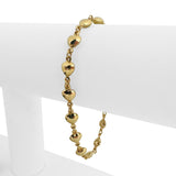 14k Yellow Gold 5.5g Hollow Light 6mm Heart Charm Link Bracelet 7"