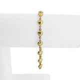 14k Yellow Gold 5.5g Hollow Light 6mm Heart Charm Link Bracelet 7"