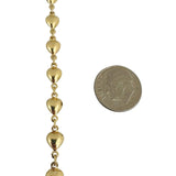 14k Yellow Gold 5.5g Hollow Light 6mm Heart Charm Link Bracelet 7"