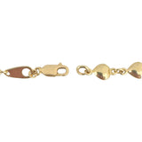 14k Yellow Gold 5.5g Hollow Light 6mm Heart Charm Link Bracelet 7"