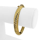 18k Yellow Gold 32.3g Solid Heavy 9mm Ribbed Spiral Bangle Bracelet 6.75"