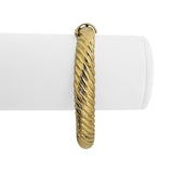 18k Yellow Gold 32.3g Solid Heavy 9mm Ribbed Spiral Bangle Bracelet 6.75"