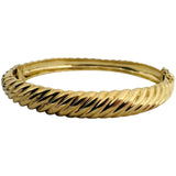 18k Yellow Gold 32.3g Solid Heavy 9mm Ribbed Spiral Bangle Bracelet 6.75"
