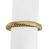 18k Yellow Gold 32.3g Solid Heavy 9mm Ribbed Spiral Bangle Bracelet 6.75"