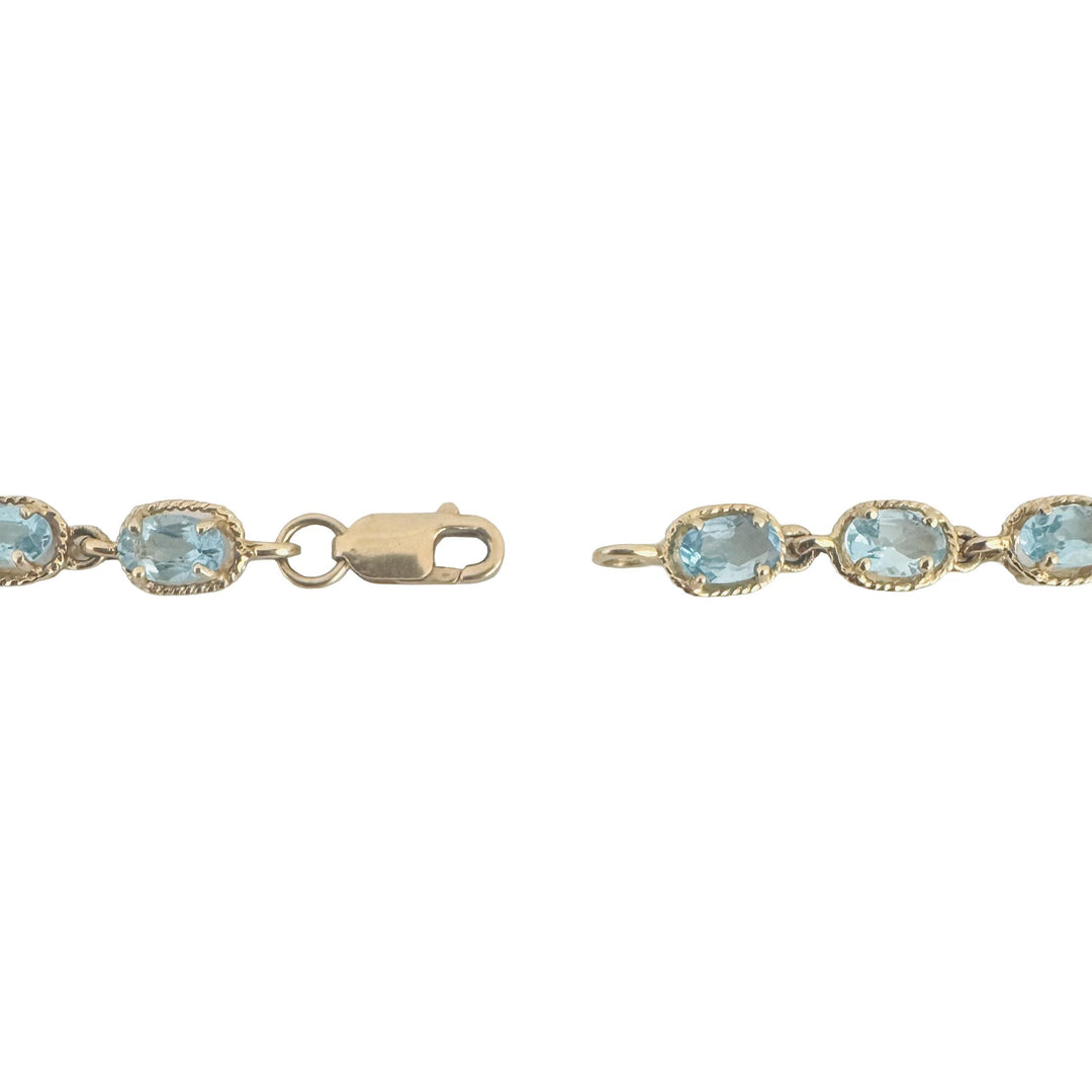 10k Yellow Gold and Oval Cut Topaz 4.9g Ladies Bracelet 7.5"