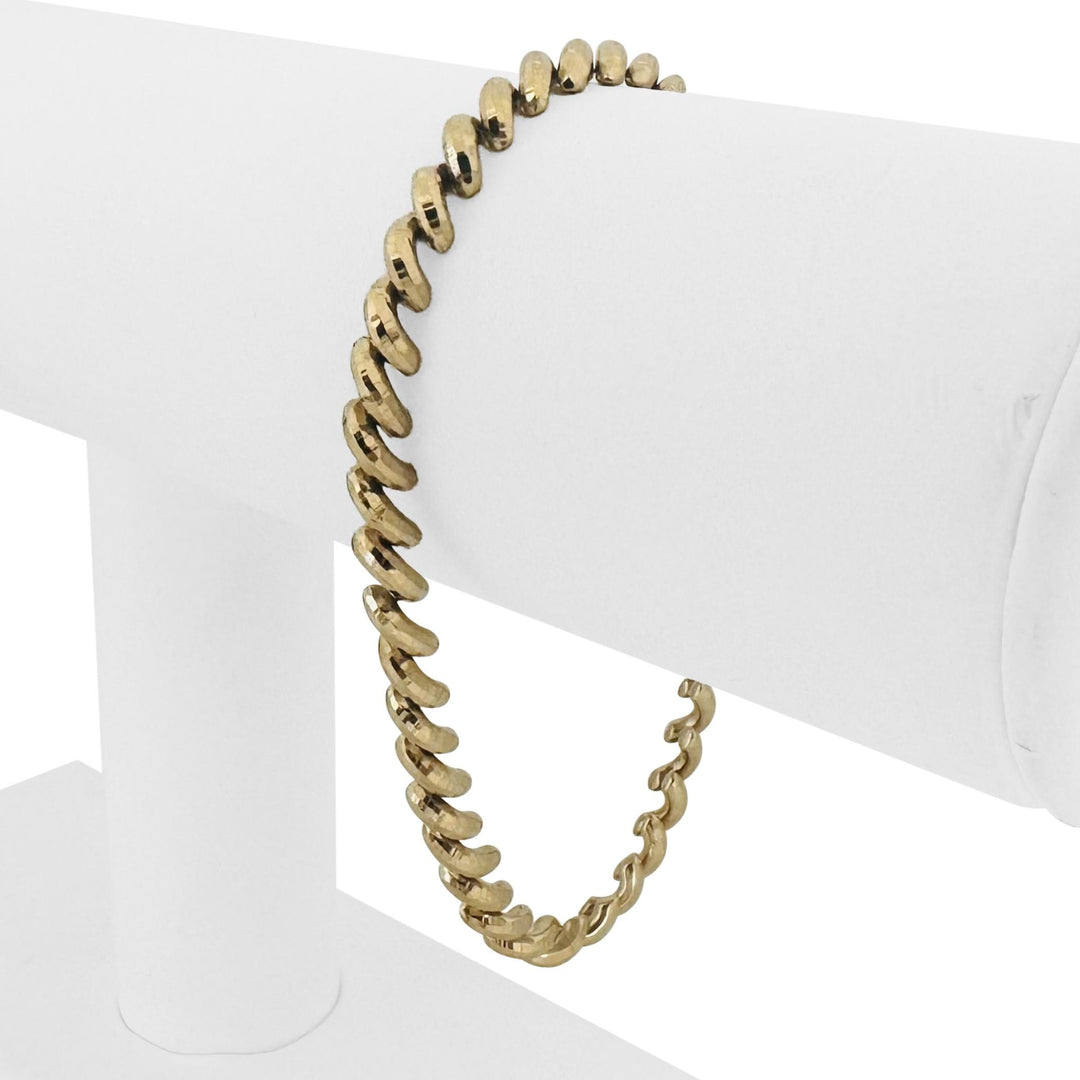 10k Yellow Gold 7.3g Faceted Ladies 4.5mm Thin San Marco Link Bracelet 7.25"