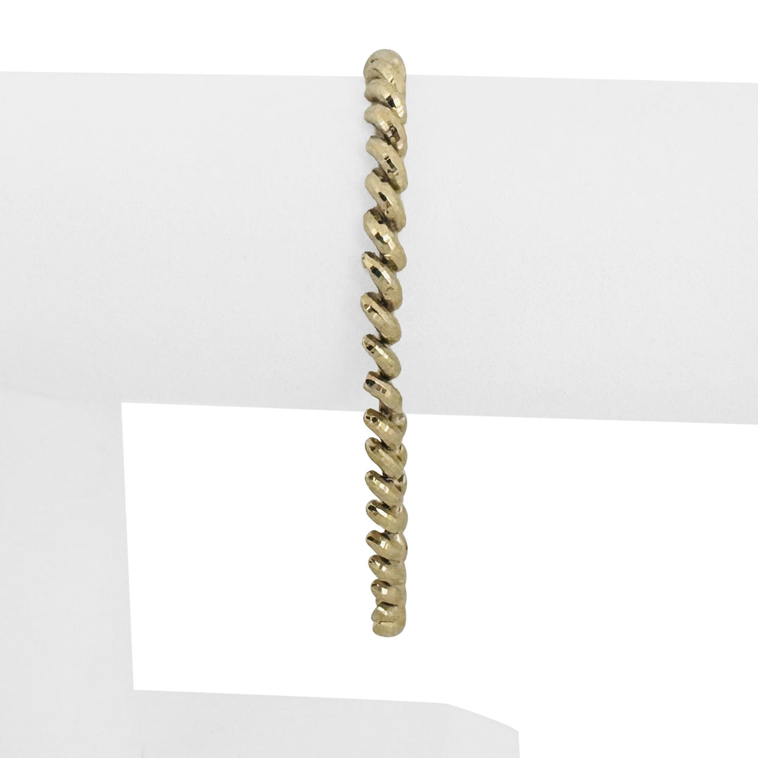 10k Yellow Gold 7.3g Faceted Ladies 4.5mm Thin San Marco Link Bracelet 7.25"