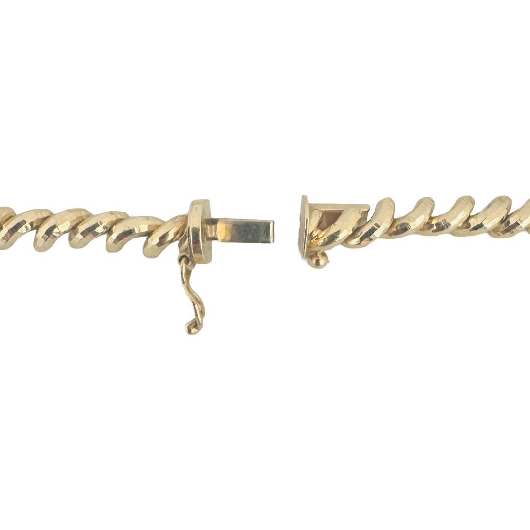 10k Yellow Gold 7.3g Faceted Ladies 4.5mm Thin San Marco Link Bracelet 7.25"