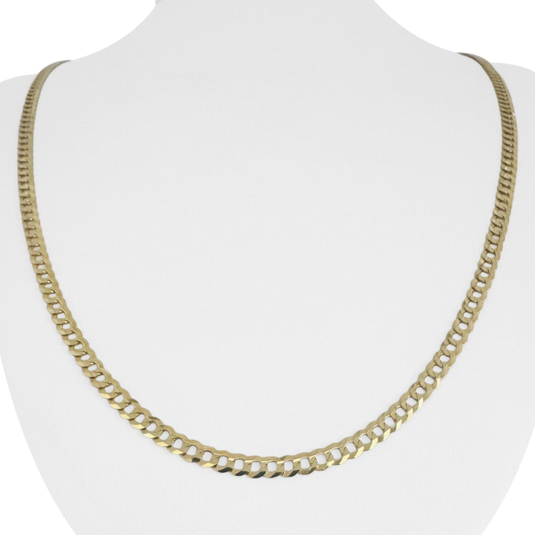 10k Yellow Gold 7.4g Solid Flat Thin 3.5mm Curb Link Chain Necklace 24"